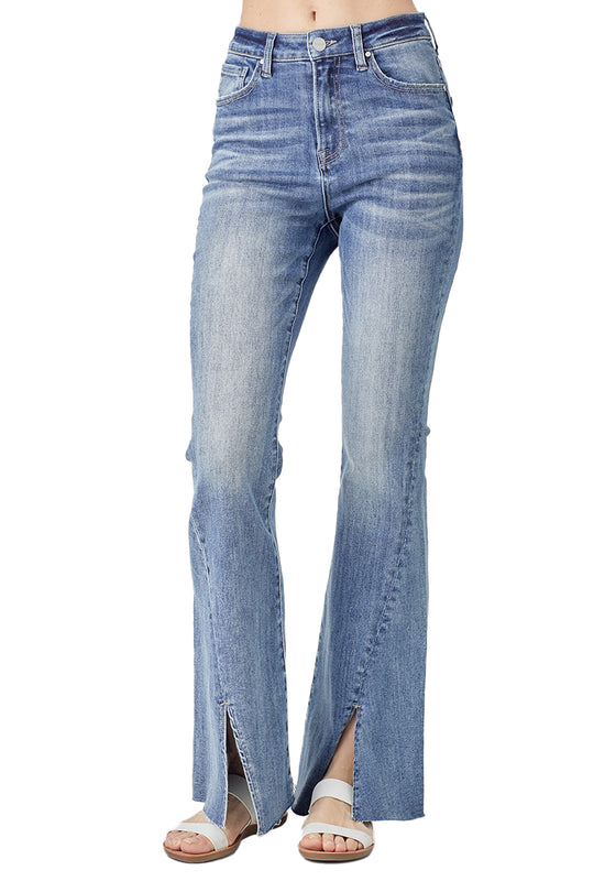 Risen Jeans - High Rise Twisted Hem Flare Jeans - RDP5243 - Final Sale