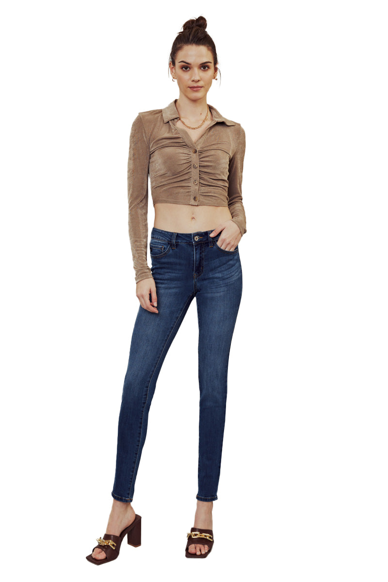 Kancan - Women's Mid Rise Super Skinny Jeans - Basic - KC7092 ST - SaltTree