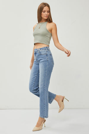 Risen Jeans - High Rise Crossover Straight Jeans - RDP5333 - SaltTree