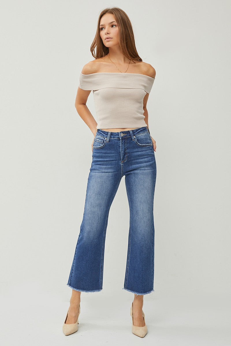 Risen Jean - High Rise Ankle Wide Straight Jeans - RDP5572