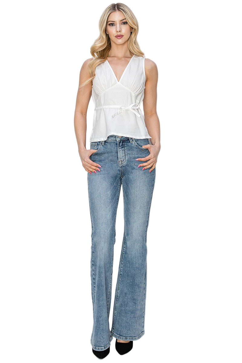 Risen Jeans - Mid Rise Basic Flare Jeans - RDP5740 - SaltTree