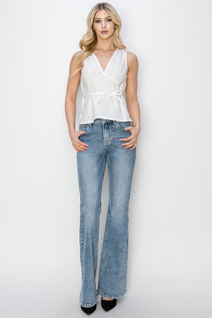 Risen Jeans - Mid Rise Basic Flare Jeans - RDP5740