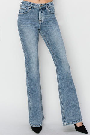 Risen Jeans - Mid Rise Basic Flare Jeans - RDP5740