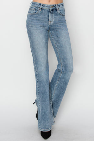 Risen Jeans - Mid Rise Basic Flare Jeans - RDP5740