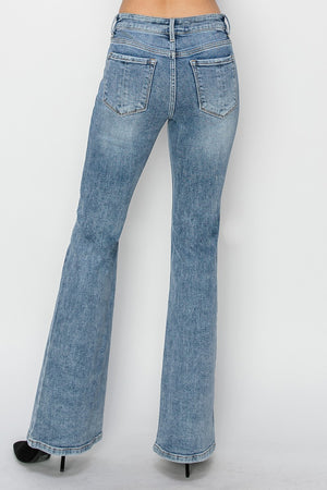 Risen Jeans - Mid Rise Basic Flare Jeans - RDP5740