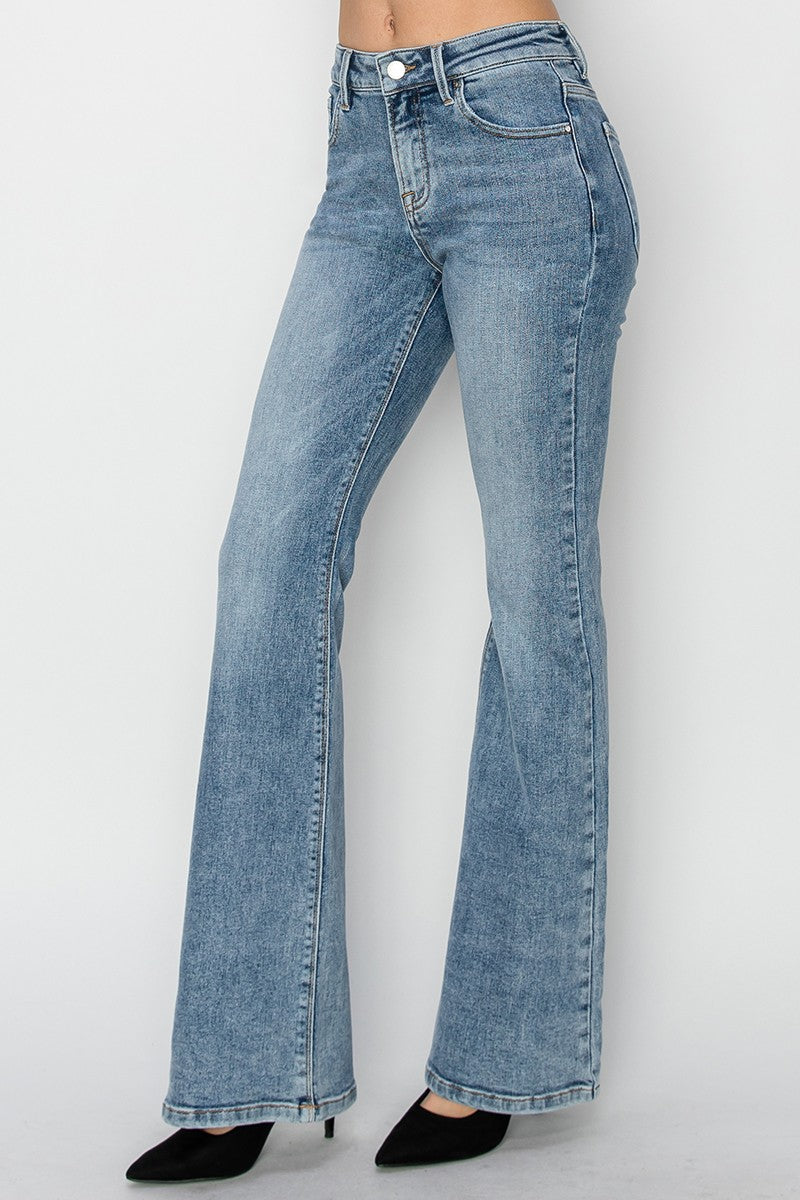 Risen Jeans - Mid Rise Basic Flare Jeans - RDP5740 - SaltTree