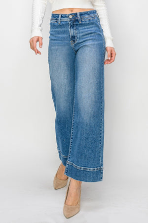 Risen Jeans - High Rise Wide Leg Crop Jeans - RDP5620 - SaltTree