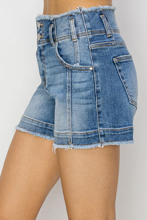 Risen Jeans - High Rise Seam Detailed Shorts -  RDS6188 - SaltTree