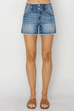 Risen Jeans - High Rise Seam Detailed Shorts -  RDS6188 - SaltTree