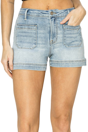 Risen Jeans - High Rise Patch Pocket Shorts - RDS6132 - SaltTree