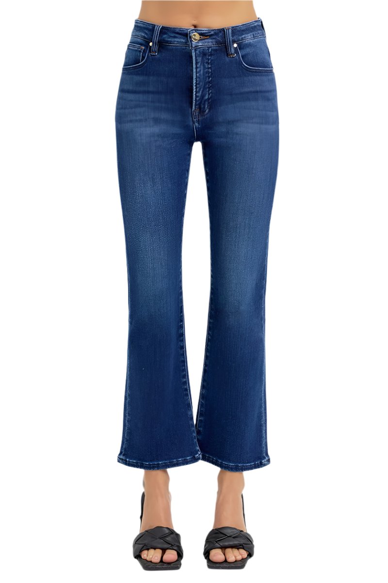 Risen Jeans - Tummy Control High Rise Crop BootCut Jeans - RDP5946 - SaltTree