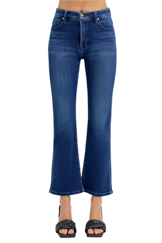 Risen Jeans - Tummy Control High Rise Crop BootCut Jeans - RDP5946