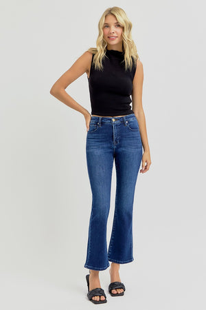 Risen Jeans - Tummy Control High Rise Crop BootCut Jeans - RDP5946