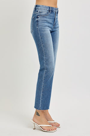 Risen Jeans - Tummy Control High Rise Crop Straight Jeans - RDP5903