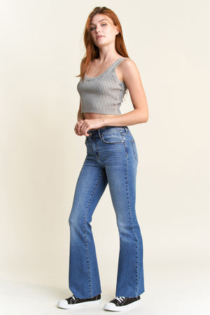 Enjean - High Rise Bootcut With Crinkle & Raw Jem Jeans - EP3586