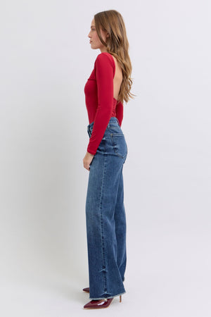 Judy Blue Full Size Raw Hem Mid Rise Jeans - 82640TD