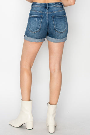 Risen Jeans - High Rise Button Down Turn Up Cuff Shorts - RDS6242 - SaltTree