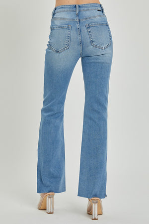 Risen Jeans - High Rise Raw Hem Straight Leg With Slit Jeans - RDP5525 - SaltTree