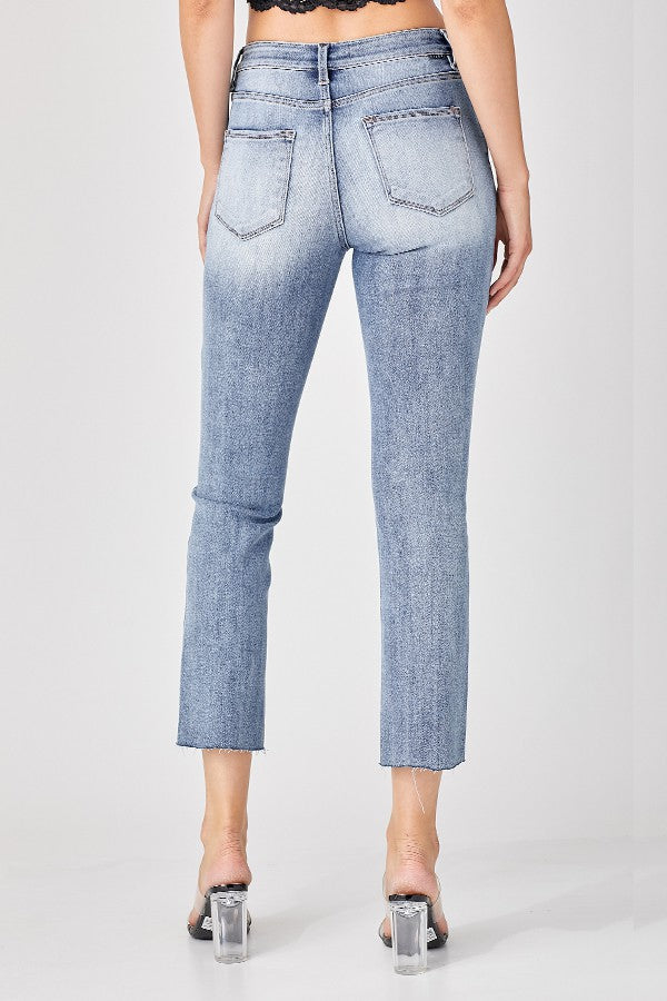 Risen Jeans - Mid Rise Straight Raw Edge Jeans - RDP5203 - SaltTree