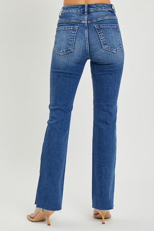 Risen Jeans - High Rise Raw Hem Straight Leg With Slit Jeans - RDP5525 - SaltTree