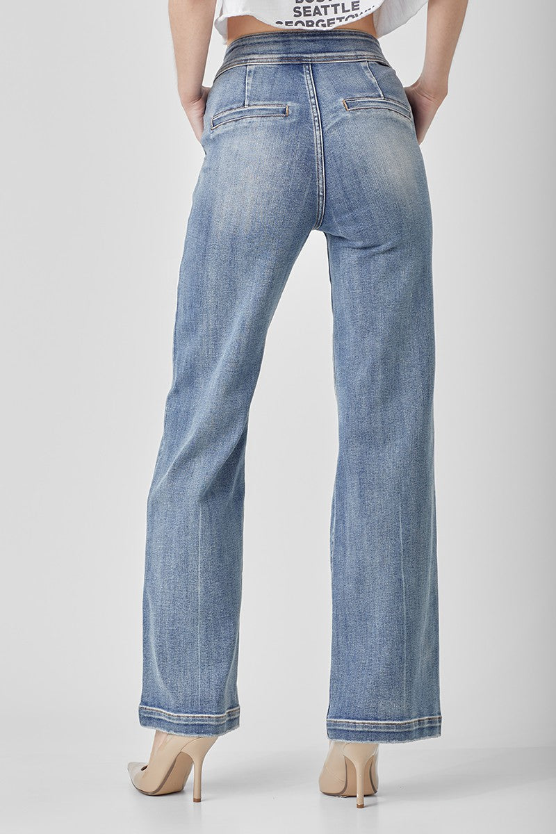 Risen Jeans - High Rise Wide Flare Jeans - RDP5248 - SaltTree