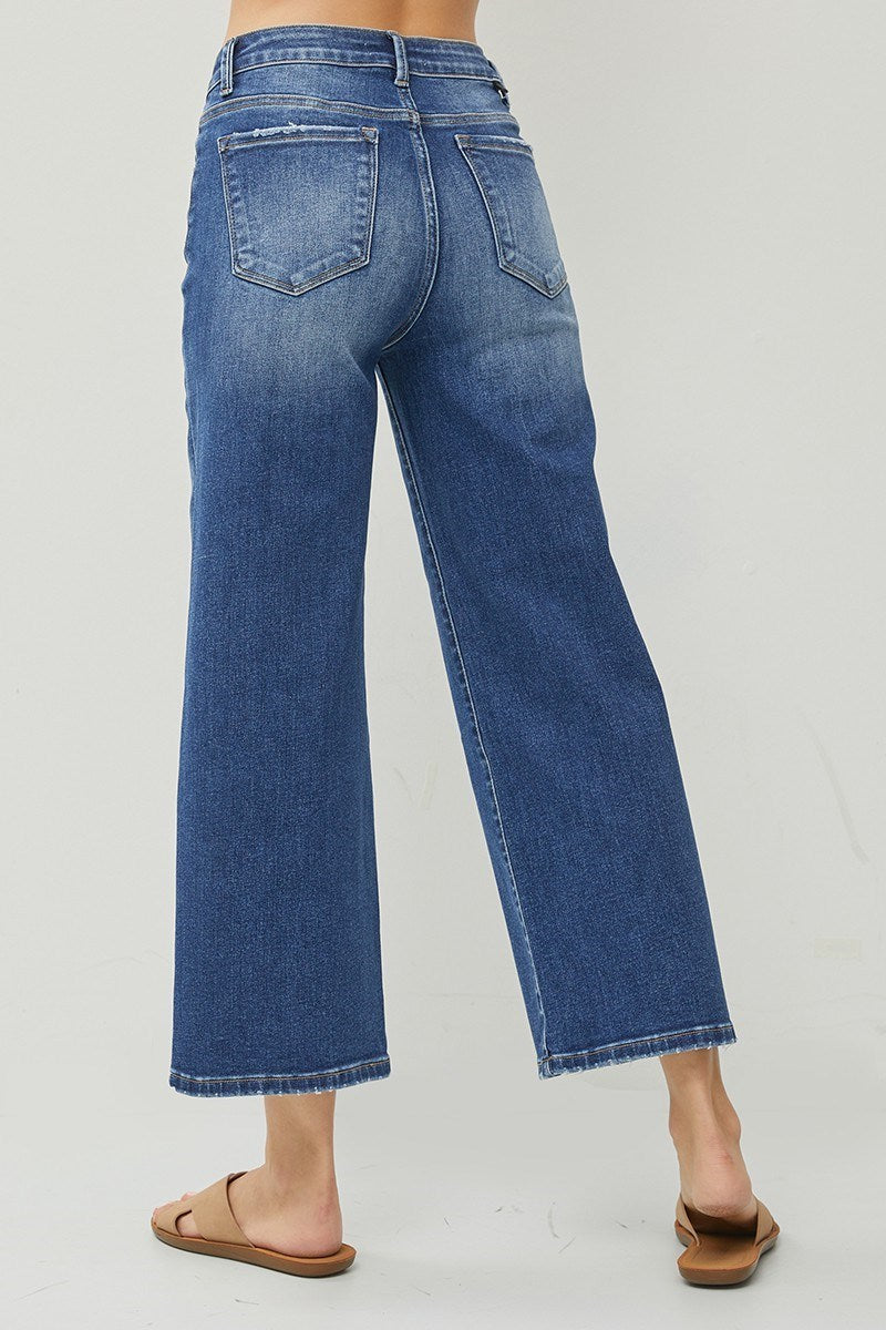 Risen Jeans - High Rise Wide Crop Jeans - RDP5531D - SaltTree
