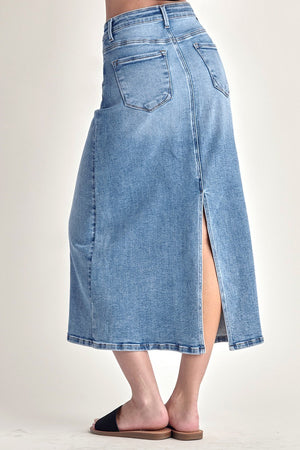 Risen Jeans - High Rise Back Slit Long Skirt - RDS6094