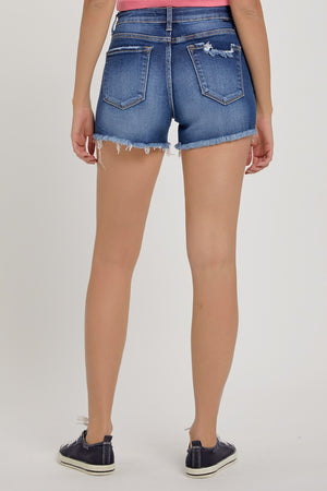 Risen Jeans - Mid Rise Bottom Hem Distressed Detail Shorts - RDS6067 - SaltTree