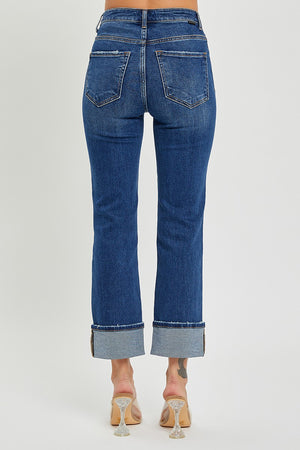 Risen Jeans - High Rise Cuffed Straight Jeans - RDP5580 - SaltTree