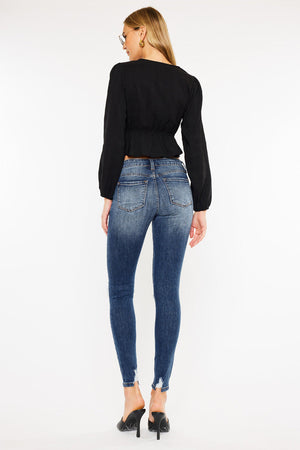 Kancan - Women's Mid Rise Super Skinny Jeans - Distressed - kc5055 ST