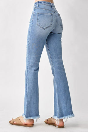 Risen Jeans - High Rise Vintage Frayed Hem Flare - RDP1277