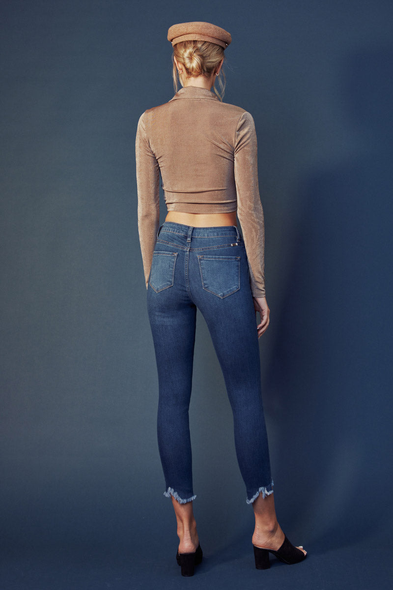 Kancan - Women's High Rise Hem Detail Skinny Jeans - KC7267ST - SaltTree