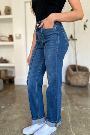 Judy Blue Full Size High Waist Front Seam Detail Straight Jeans - SaltTree