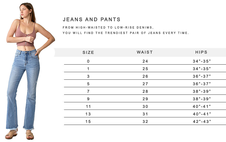 Low rise jeans sales measurements