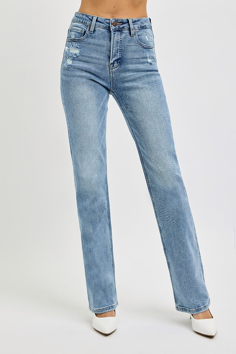 Risen Jeans - Tummy Control High Rise Straight Distressed Jeans - RDP5956 - SaltTree
