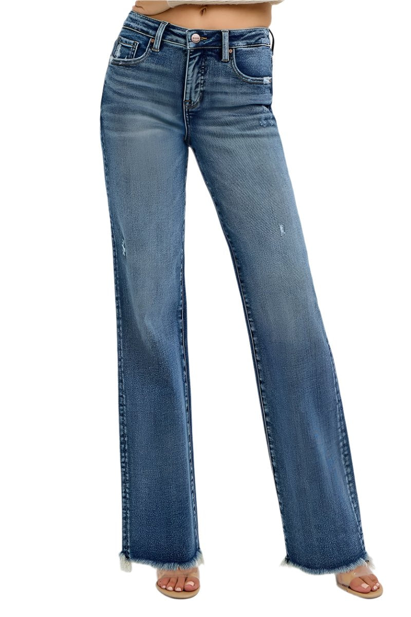 Risen Jeans - Tummy Control High Rise Long Straight Jeans - PS21108 - SaltTree