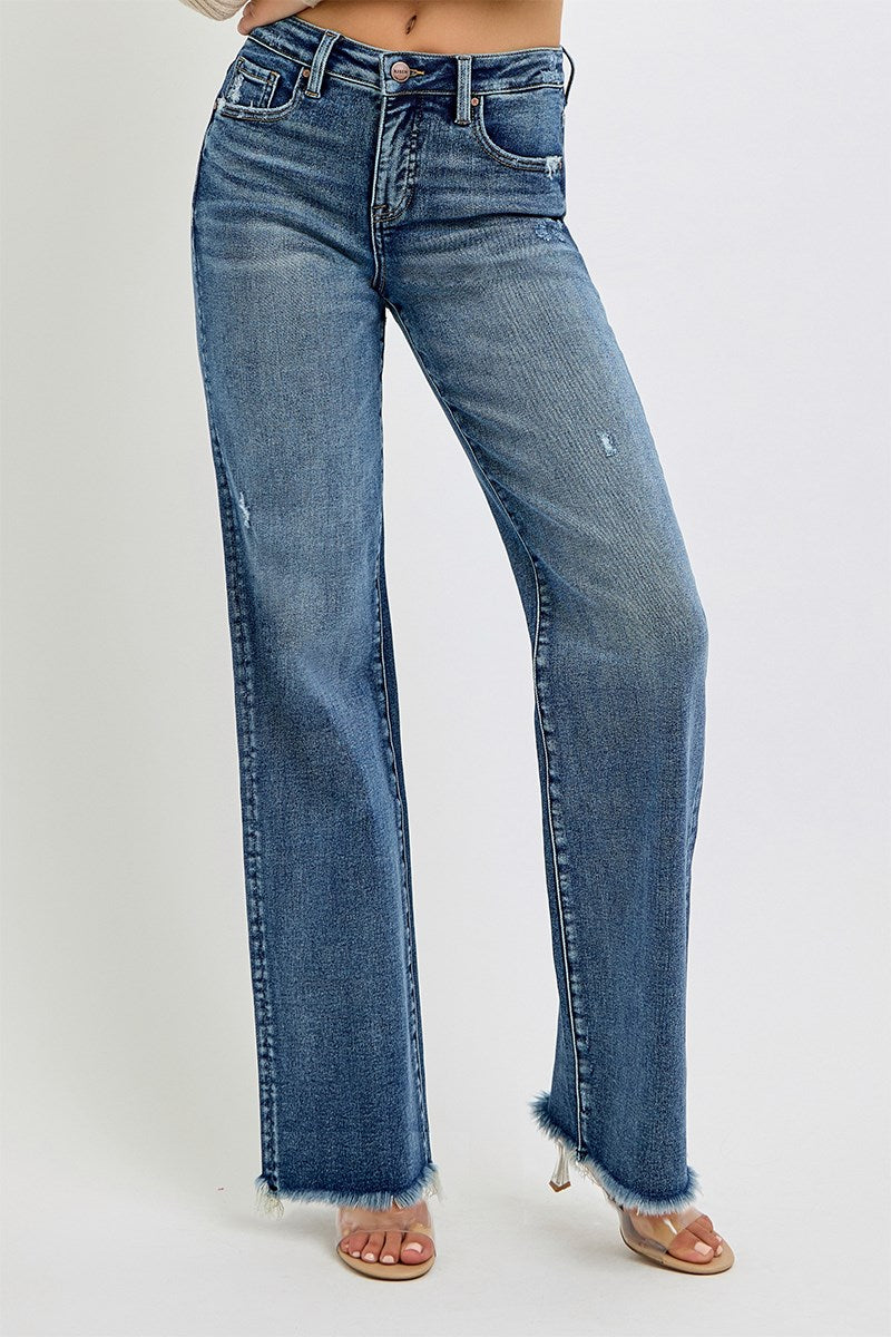 Risen Jeans - Tummy Control High Rise Long Straight Jeans - PS21108 - SaltTree