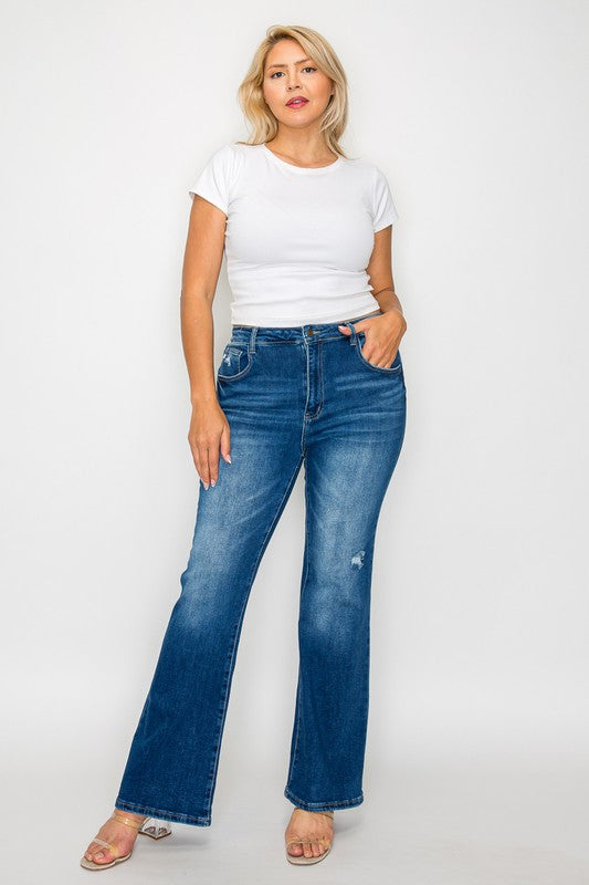 bytos Full Size High Rise Bootcut Jeans with Pockets - SaltTree