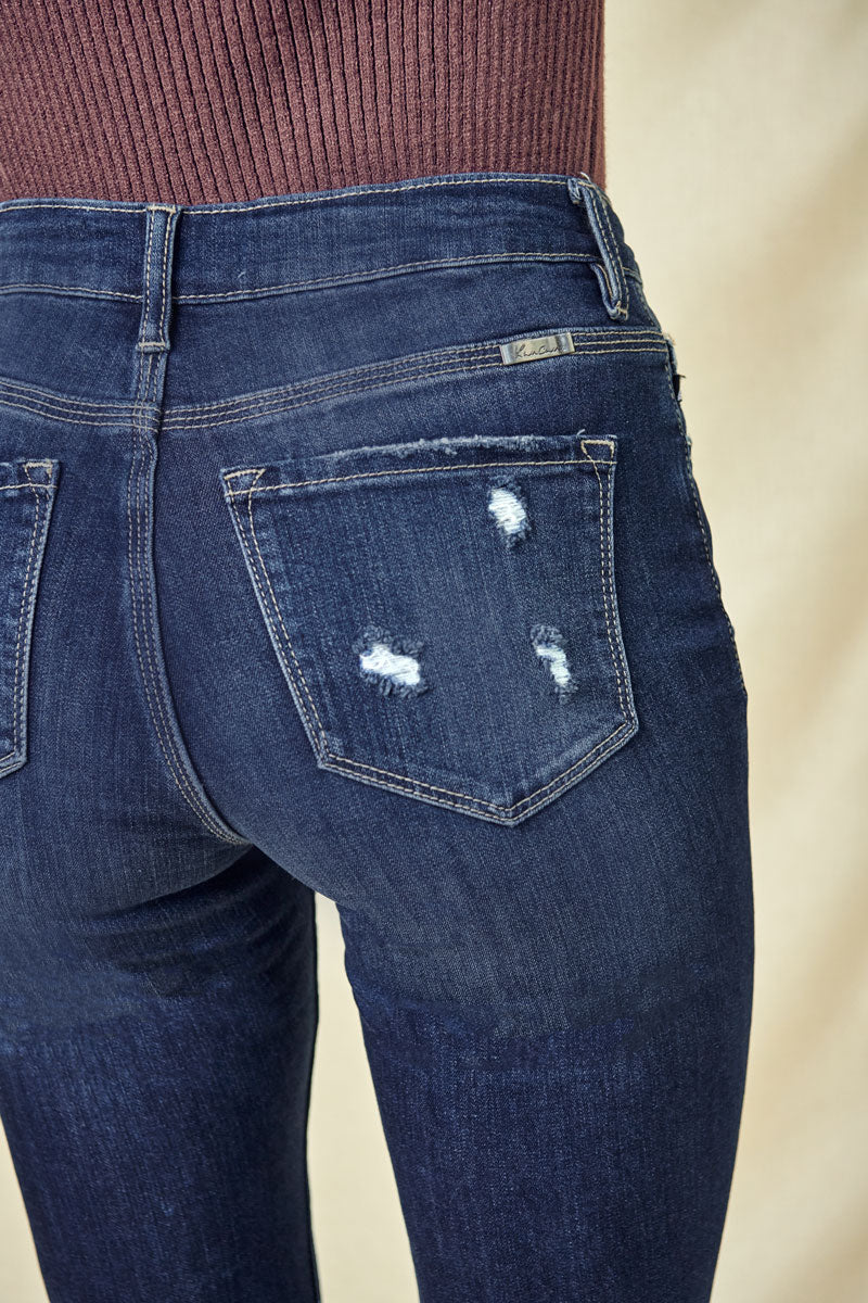 Kancan - Women's Stretchy Five Pocket Distressed High Waist Jeans - ST - SaltTree