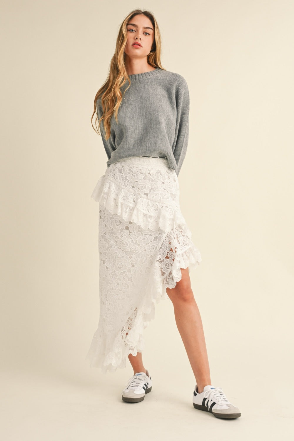 Mable Round Neck Dolman Sleeve Cropped Sweater - SaltTree