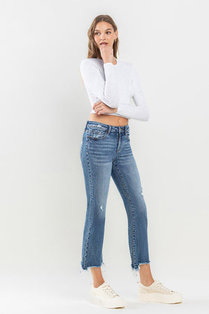 Lovervet Mid Rise Frayed Hem Jeans - SaltTree