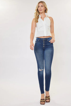 Kan Can - Wesley High Rise Super Skinny Jeans - Curvy - kc7145mcv