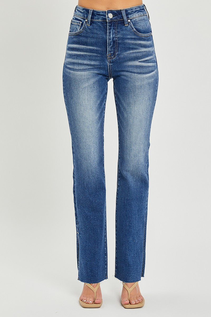 Risen High Rise Raw Hem Straight Leg outlet Jean