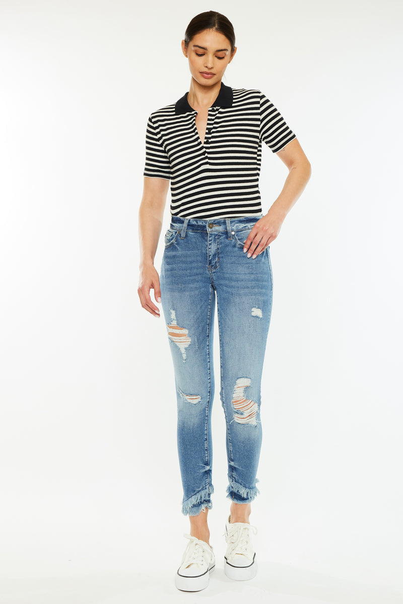 Kancan - Women's Mid Rise Ankle Skinny Jeans - kc6204 - SaltTree