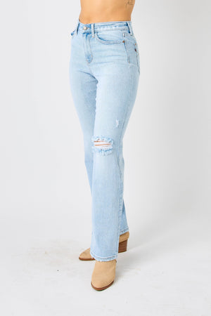 Judy Blue Full Size High Waist Distressed Straight Jeans - SaltTree