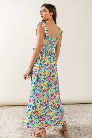 BiBi Floral Ruffle Trim Smocked Cami Dress - SaltTree