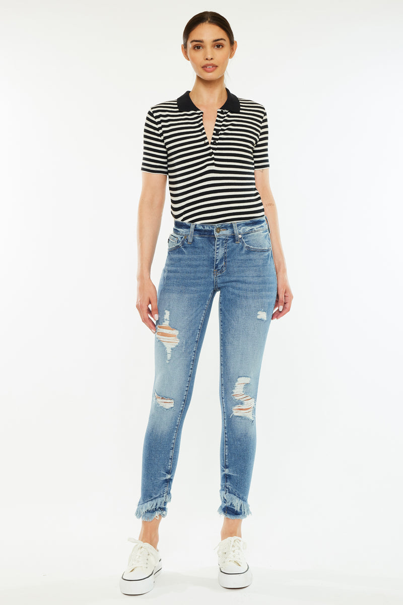 Kancan - Women's Mid Rise Ankle Skinny Jeans - kc6204 - SaltTree