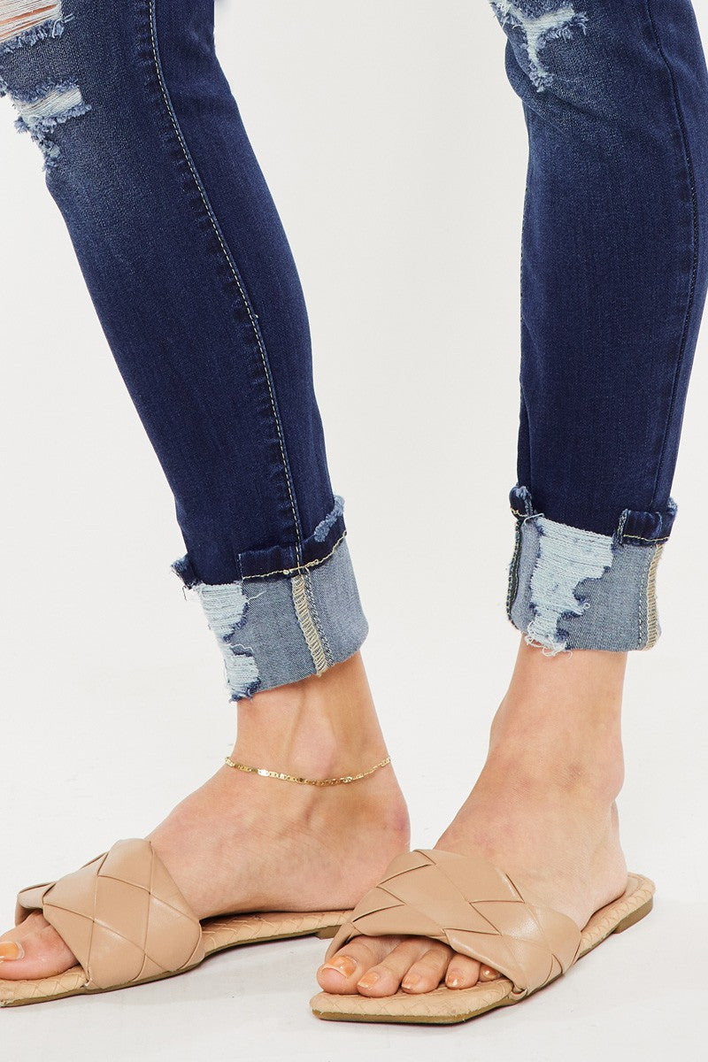 Kancan - Women's Stretchy Five Pocket Distressed High Waist Jeans - kc6192 ST - SaltTree