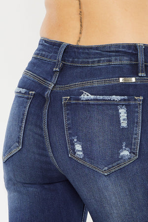 Kancan - Women's Stretchy Five Pocket Distressed High Waist Jeans - kc6192 ST