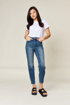 Judy Blue Full Size Tummy Control High Waist Slim Jeans - SaltTree